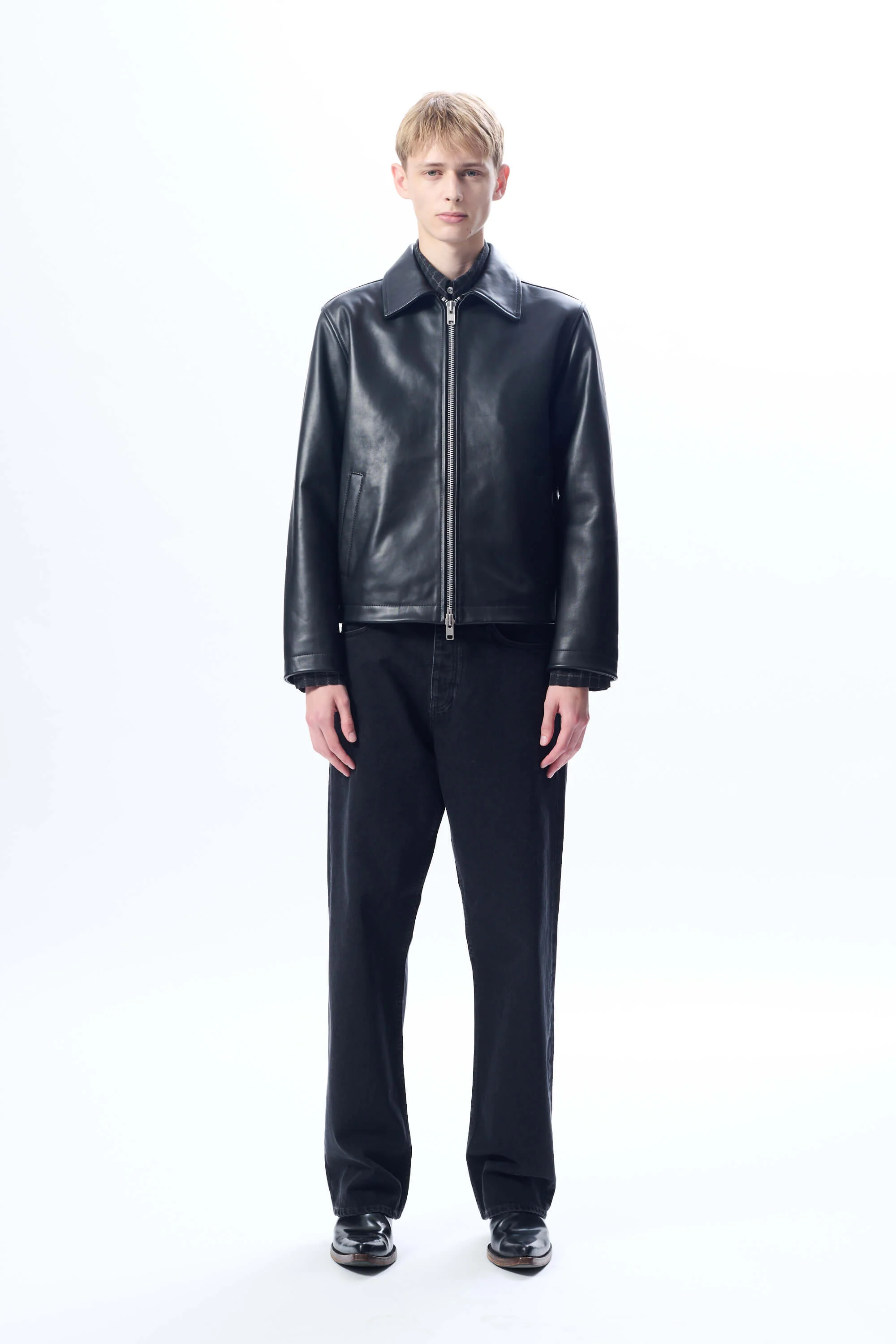 SHORT LEATHER JACKET BLACK - Image 3