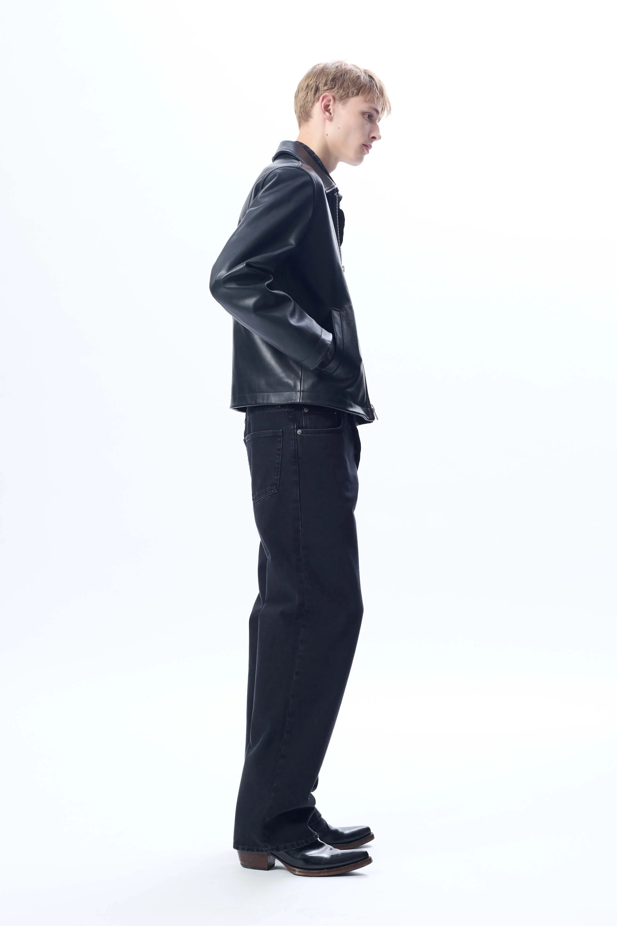 SHORT LEATHER JACKET BLACK - Image 4